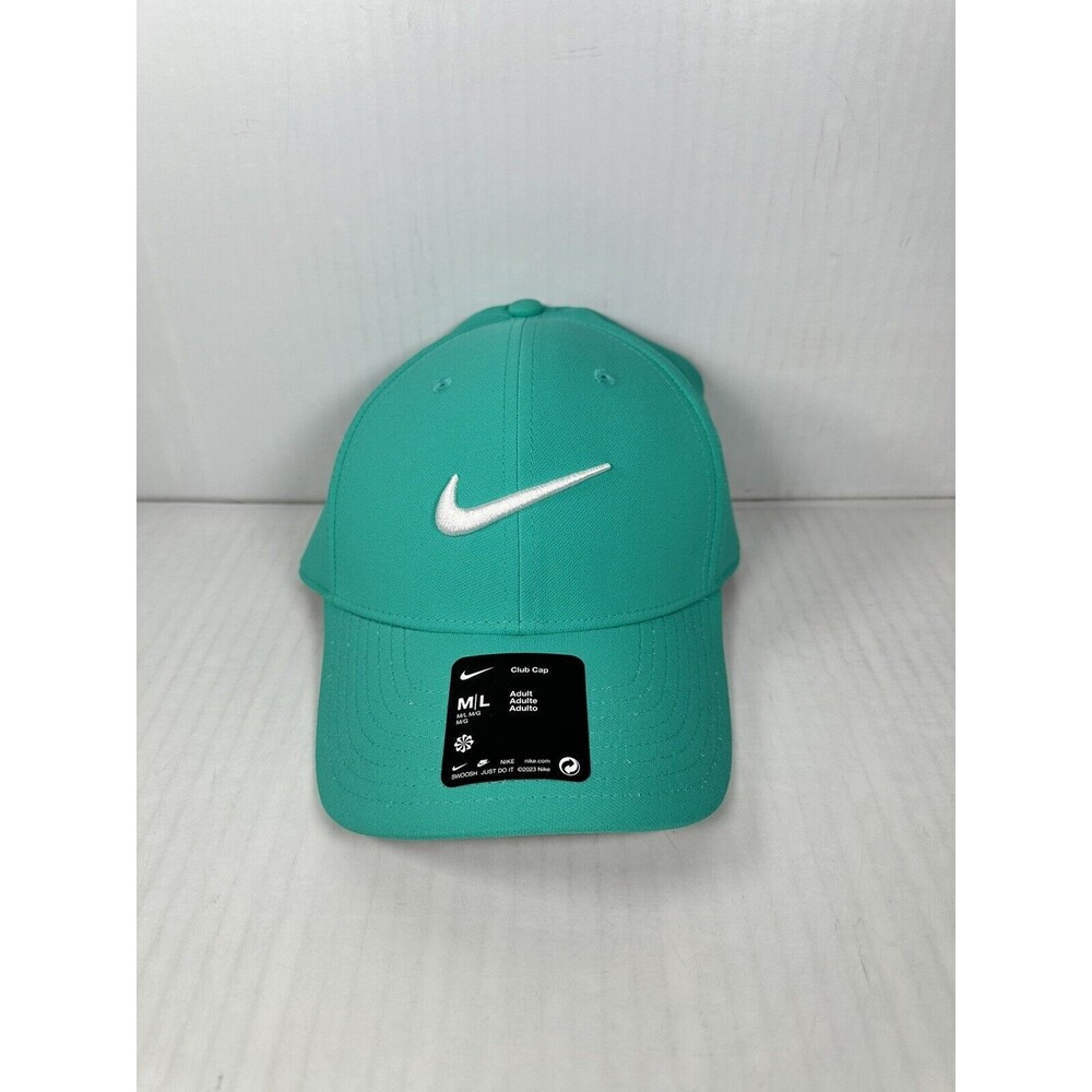 Nike Hat Mens Adjustable Dri FIT Club Cap Structured Swoosh Jade Green White NEW